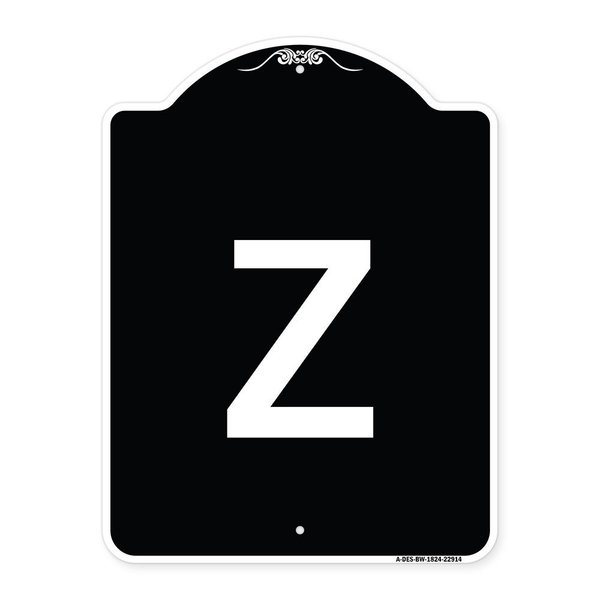 Signmission Sign with Letter Z Heavy-Gauge Aluminum Architectural Sign, 24" x 18", BW-1824-22914 A-DES-BW-1824-22914